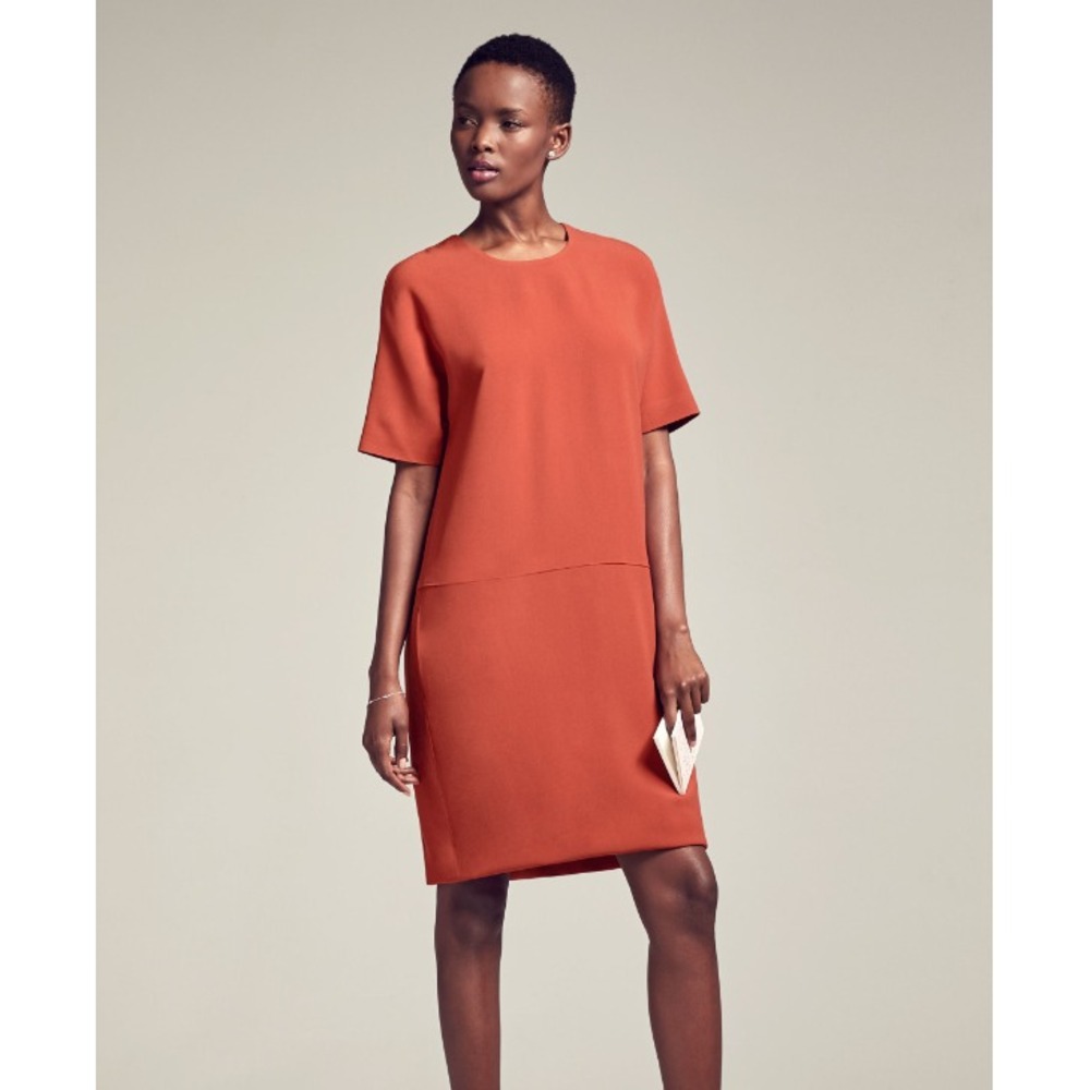 MM LaFleur Sheath Silvia Dress Women size M Orange‎ brown brick Pockets